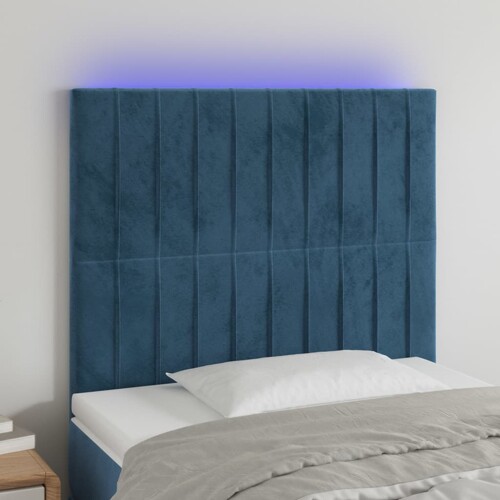 vidaXL LED uzglavlje tamnoplavo 100x5x118/128 cm baršunasto