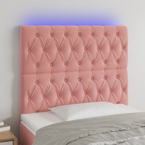vidaXL LED uzglavlje ružičasto 100x7x118/128 cm baršunasto