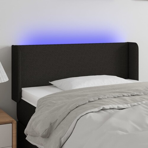 vidaXL LED uzglavlje crno 93x16x78/88 cm od tkanine