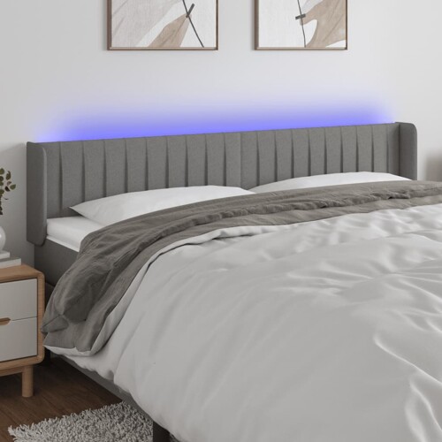 vidaXL LED uzglavlje tamnosivo 163x16x78/88 cm od tkanine