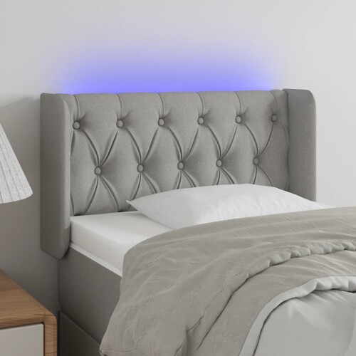 vidaXL LED uzglavlje svjetlosivo 83x16x78/88 cm od tkanine