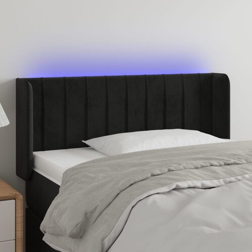 vidaXL LED uzglavlje crno 93x16x78/88 cm baršunasto