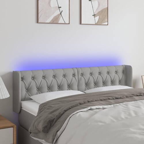 vidaXL LED uzglavlje svjetlosivo 163x16x78/88 cm od tkanine