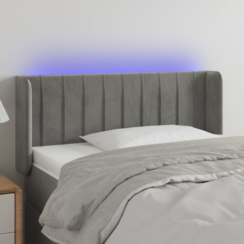 vidaXL LED uzglavlje svjetlosivo 83x16x78/88 cm baršunasto