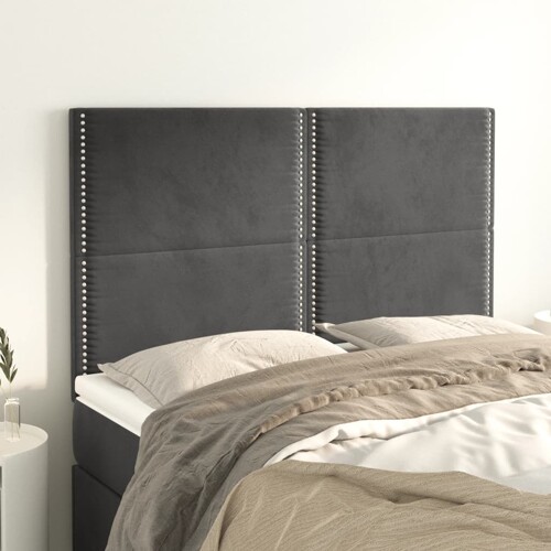 vidaXL Uzglavlja 4 kom tamnosivi 72 x 5 x 78/88 cm baršunasta