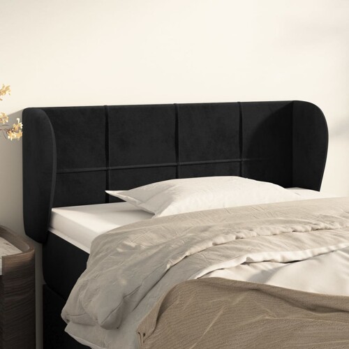 vidaXL Uzglavlje s ušima crno 83x23x78/88 cm baršunasto