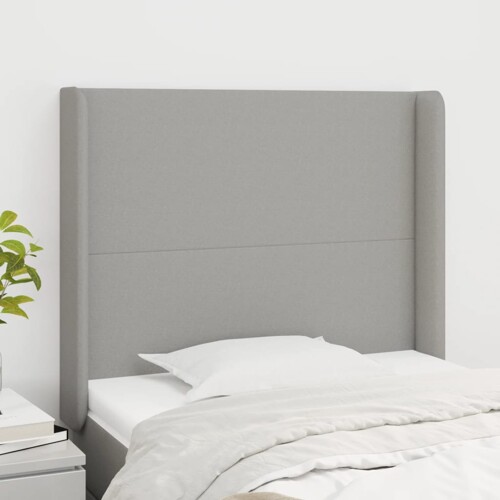 vidaXL Uzglavlje s ušima svjetlosivo 93x16x118/128 cm od tkanine