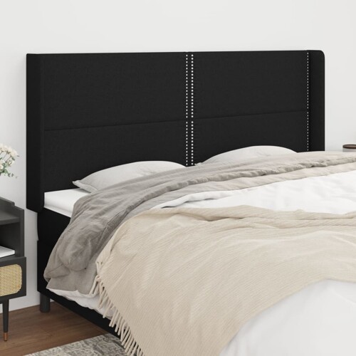 vidaXL Uzglavlje s ušima crno 163x16x118/128 cm od tkanine