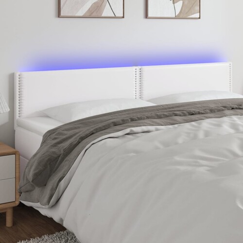 vidaXL LED uzglavlje bijelo 200 x 5 x 78/88 cm od umjetne kože