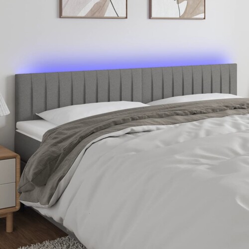 vidaXL LED uzglavlje tamnosivo 200x5x78/88 cm od tkanine