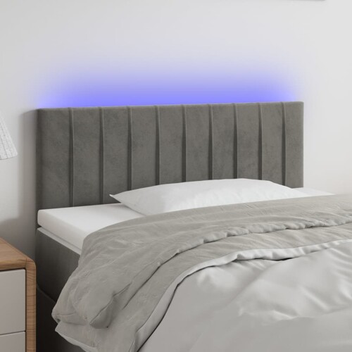 vidaXL LED uzglavlje svjetlosivo 90x5x78/88 cm baršunasto