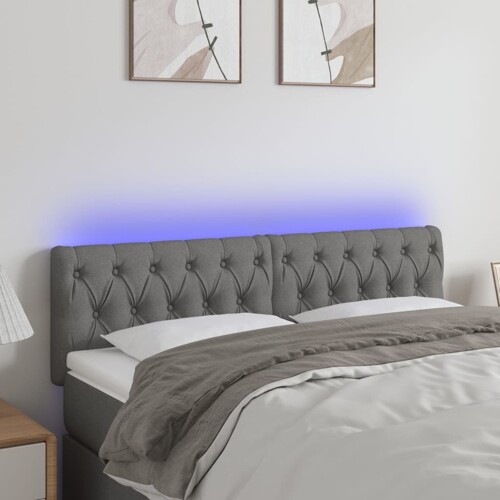 vidaXL LED uzglavlje tamnosivo 160 x 7 x 78/88 cm od tkanine