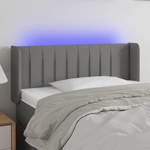 vidaXL LED uzglavlje tamnosiv 93x16x78/88 cm od tkanine