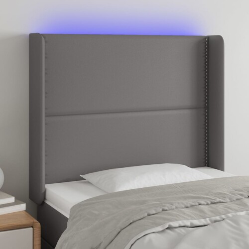 vidaXL LED uzglavlje sivo 83x16x118/128 cm od umjetne kože