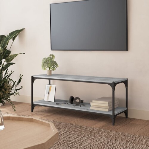 vidaXL TV ormarić boja hrasta 100x33x41 cm konstruirano drvo i čelik