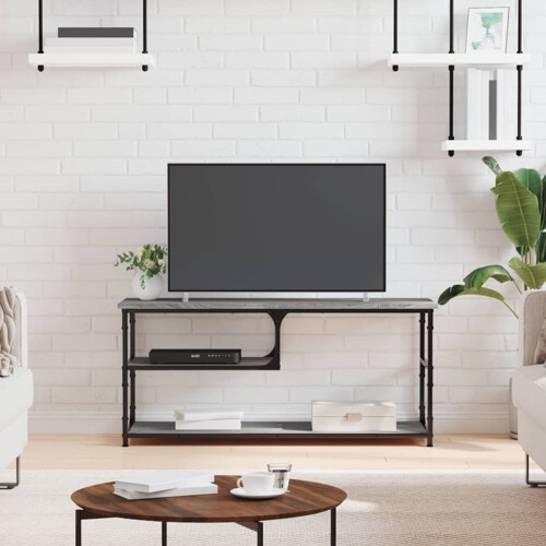 vidaXL TV ormarić boja hrasta 100x38x46,5 cm konstruirano drvo i čelik