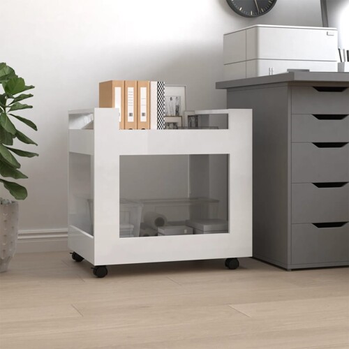 vidaXL Kolica za radni stol sjajna bijela 60x45x60cm konstruirano drvo