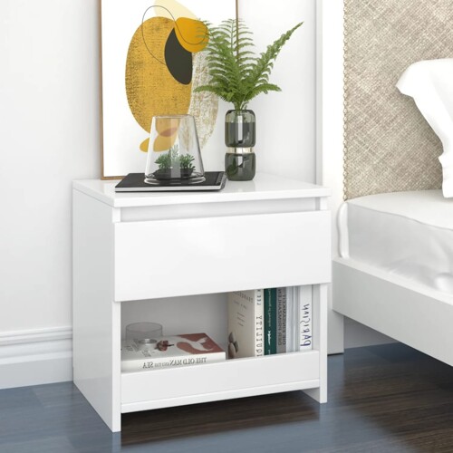 vidaXL Noćni ormarić 2 kom sjajni bijeli 40x30x39 cm konstruirano drvo