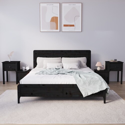 vidaXL Noćni ormarići 2 kom crni 79,5x38x65,5 cm od masivne borovine