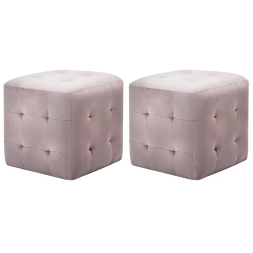 vidaXL Noćni ormarići 2 kom rozi 30 x 30 x 30 cm od baršunaste tkanine