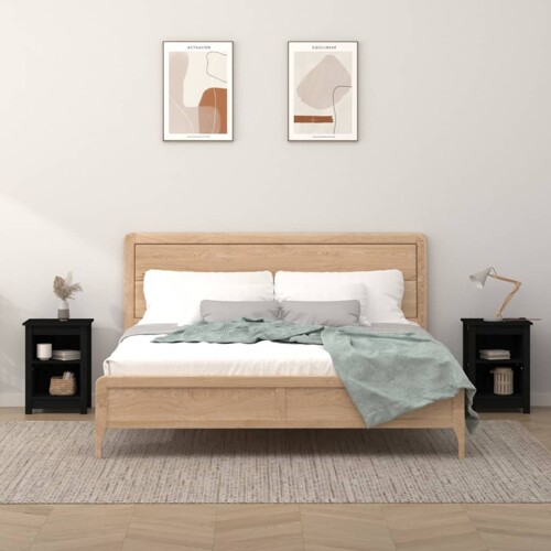vidaXL Noćni ormarići 2 kom crni 40x35x55 cm od masivne borovine