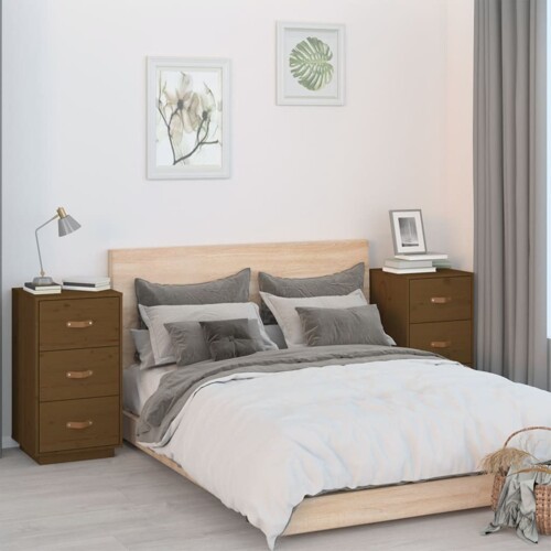 vidaXL Noćni ormarići 2 kom boja meda 40x40x75 cm od masivne borovine