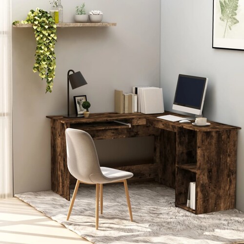 vidaXL Kutni radni stol boja hrasta 120x140x75 cm konstruirano drvo