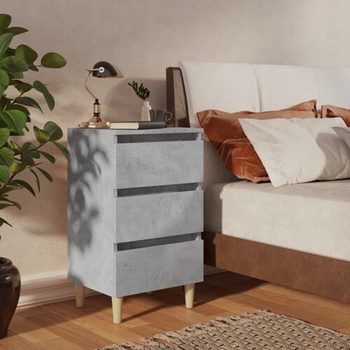 vidaXL Noćni ormarići s drvenim nogama 2 kom boja betona 40x35x69 cm