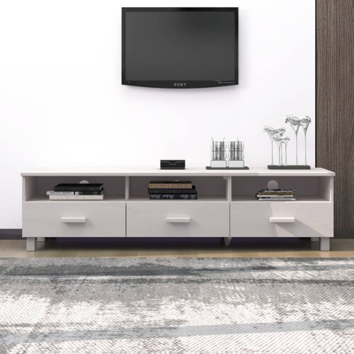 vidaXL TV ormarić HAMAR bijeli 158 x 40 x 40 cm od masivne borovine