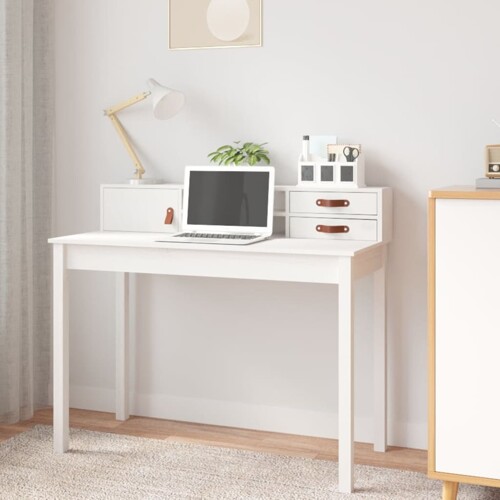 vidaXL Radni stol bijeli 110 x 50 x 93 cm od masivne borovine