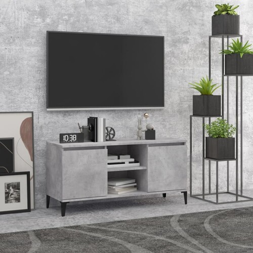 vidaXL TV ormarić s metalnim nogama siva boja betona 103,5x35x50 cm