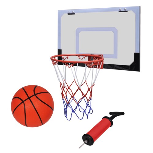 vidaXL Indoor set za košarku obruč s mrežicom + tabla + lopta + pumpa