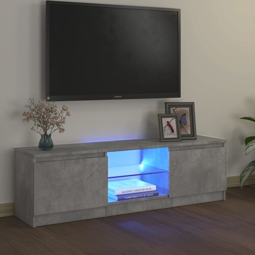 vidaXL TV ormarić s LED svjetlima siva boja betona 120 x 30 x 35,5 cm