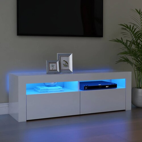 vidaXL TV ormarić s LED svjetlima visoki sjaj bijeli 120 x 35 x 40 cm