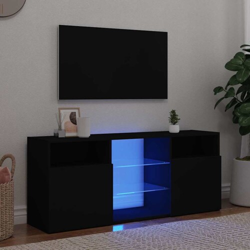vidaXL TV ormarić s LED svjetlima crni 120 x 30 x 50 cm