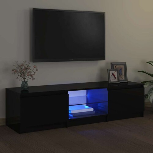vidaXL TV ormarić s LED svjetlima crni 140 x 40 x 35,5 cm