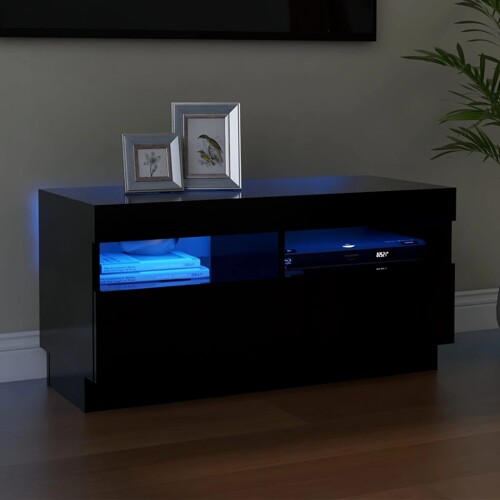 vidaXL TV ormarić s LED svjetlima crni 80x35x40 cm