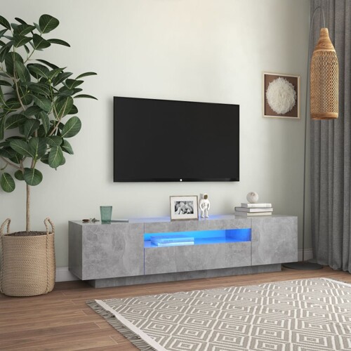 vidaXL TV ormarić s LED svjetlima siva boja betona 160 x 35 x 40 cm