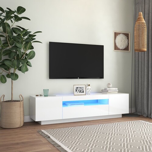vidaXL TV ormarić s LED svjetlima visoki sjaj bijeli 160 x 35 x 40 cm
