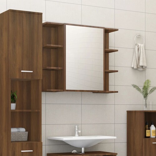 vidaXL Kupaonski ormarić s ogledalom boja hrasta 80x20,5x64 cm drveni