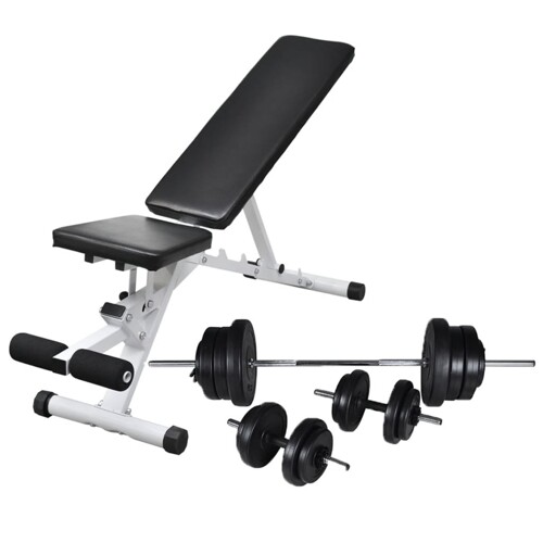 vidaXL Klupa za vježbanje sa setom utega 60,5 kg
