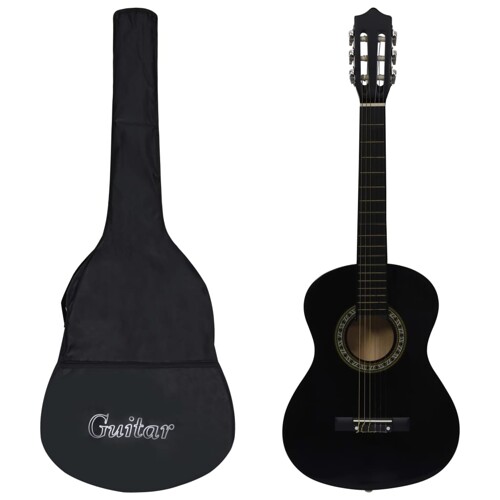 vidaXL Klasična gitara za početnike i djecu s torbom crna 1/2 34 \\"