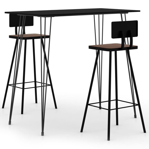 vidaXL 3-dijelni barski set crni