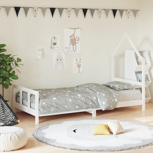 vidaXL Okvir za dječji krevet bijeli 90 x 190 cm od masivne borovine