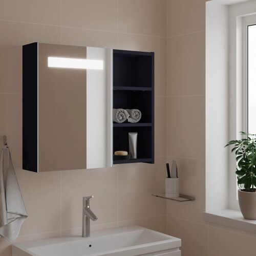 vidaXL Kupaonski ormarić s ogledalom i LED svjetlom sivi 60x13x52 cm
