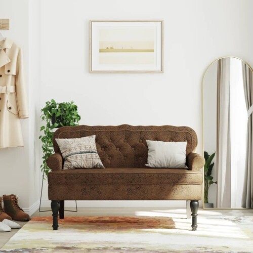 vidaXL Klupa s naslonom smeđa 119,5x64,5x75 cm umjetna brušena koža