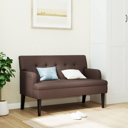 vidaXL Klupa s naslonom smeđa 112 x 65,5 x 75 cm od umjetne kože