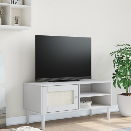 vidaXL TV ormarić SENJA izgled ratana bijeli 106x40x49 cm od borovine
