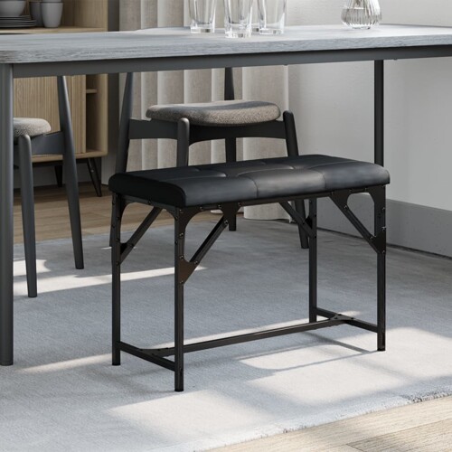 vidaXL Blagovaonska klupa crna 62 x 32 x 45 cm čelik i umjetna koža