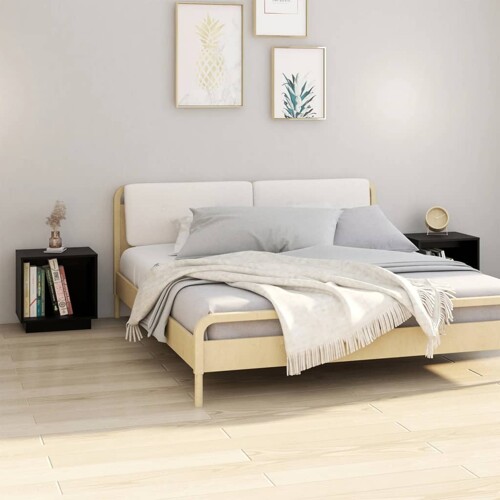 vidaXL Noćni ormarići 2 kom crni 40 x 30 x 40 cm od masivne borovine